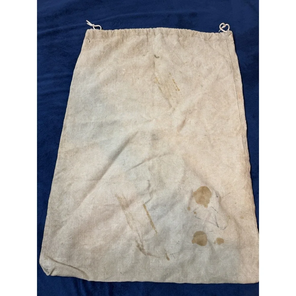 Vintage 1960s Blank Cloth Canvas Seed Sack Bag Drawstring 35x24